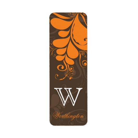 Thanksgiving Deco verlaat en wervelt monogram part Etiket (Voorkant)