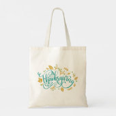 Thanksgiving Decoratieve kalligrafie Herfstbladere Tote Bag (Achterkant)