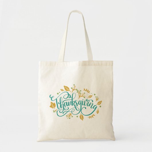 Thanksgiving Decoratieve kalligrafie Herfstbladere Tote Bag (Voorkant)