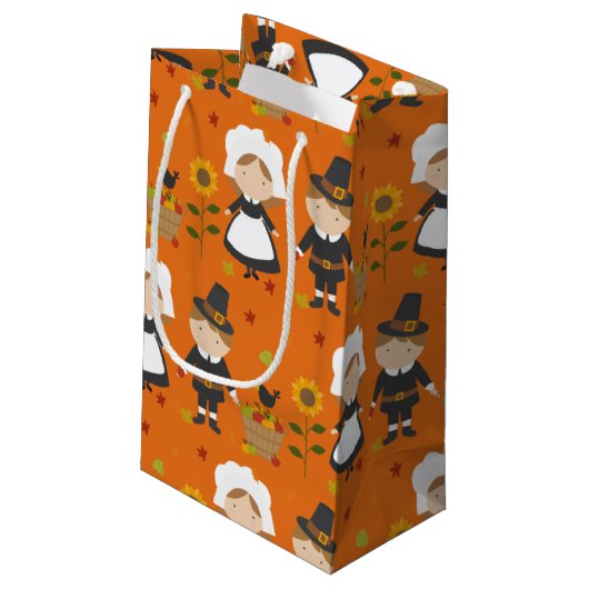 Thanksgiving Decoration Autumn Herfst Pattern Klein Cadeauzakje (Achterkant Gekanteld)