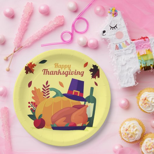 Thanksgiving Decoration Celebration Papieren Bordje (Feest)