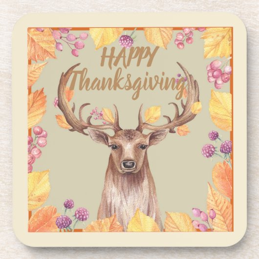Thanksgiving Deer, Buck Design Onderzetter (Voorkant)