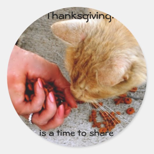 Thanksgiving delen met dieren ronde sticker (Voorkant)