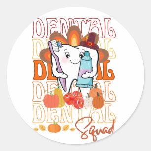 Thanksgiving Dental Squad Feestelijke Tandheelkund Ronde Sticker