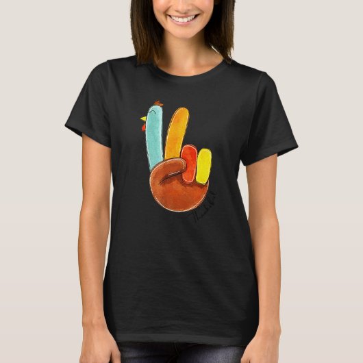 Thanksgiving deorteert Turkije met dankbaarheid T-shirt (Voorkant)