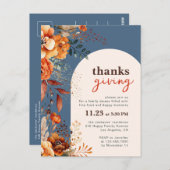 Thanksgiving diner bloem wit boog uitnodiging (Voorkant / Achterkant)