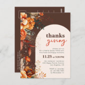 Thanksgiving Diner Bloemen Witte Boog Uitnodiging (Voorkant / Achterkant)