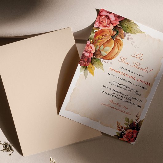 Thanksgiving Diner Bloemenpompoen Feestdagenkaart