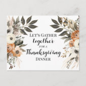 Thanksgiving Diner Bloemenuitnodiging Briefkaart (Voorkant)