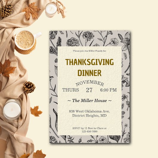 Thanksgiving Diner  Botanicals Custom Kaart