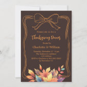 Thanksgiving Diner Bow Bister Brown Fall Bladeren Kaart (Voorkant)