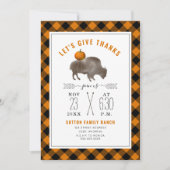 Thanksgiving Diner Buffel Bizon Pumpkin Plaid Kaart (Voorkant)