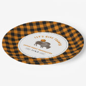 Thanksgiving Diner Buffel Bizon Pumpkin Plaid Papieren Bordje (Gekanteld)