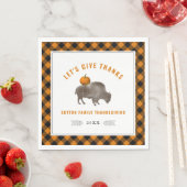 Thanksgiving Diner Buffel Bizon Pumpkin Plaid Servet (Insitu)