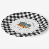 Thanksgiving Diner Buffel Plaid Gourd Pompoen Papieren Bordje (Gekanteld)