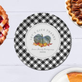 Thanksgiving Diner Buffel Plaid Gourd Pompoen Papieren Bordje