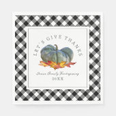 Thanksgiving Diner Buffel Plaid Gourd Pompoen Servet (Voorkant)