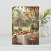 Thanksgiving Diner - Buiten in de tropen Feestdagenkaart (Staand voorkant)