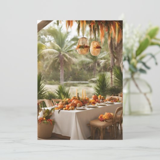 Thanksgiving Diner - Buiten in de tropen Feestdagenkaart (Staand voorkant)
