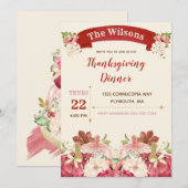 Thanksgiving Diner Cranberry Ivoor Gold Kaart (Voorkant / Achterkant)