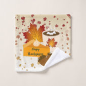 Thanksgiving Diner Cuisine Pompoentaart Hete Cacao Bad Handdoek (Wasdoekje)