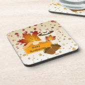 Thanksgiving Diner Cuisine Pompoentaart Hete Cacao Bier Onderzetter (Linkerzijde)