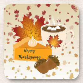 Thanksgiving Diner Cuisine Pompoentaart Hete Cacao Bier Onderzetter