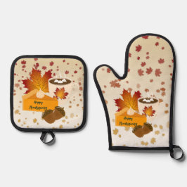 Thanksgiving Diner Cuisine Pompoentaart Hete Cacao Ovenwant & Pannenlap Set