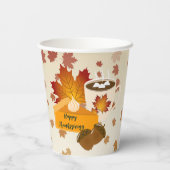 Thanksgiving Diner Cuisine Pompoentaart Hete Cacao Papieren Bekers (Achterkant)