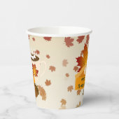 Thanksgiving Diner Cuisine Pompoentaart Hete Cacao Papieren Bekers (Links)