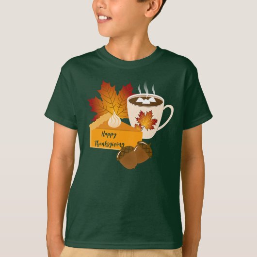 Thanksgiving Diner Cuisine Pompoentaart Hete Cacao T-shirt (Voorkant)