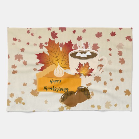 Thanksgiving Diner Cuisine Pompoentaart Hete Cacao Theedoek (Horizontaal)