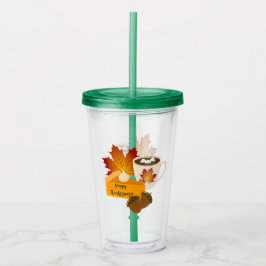 Thanksgiving Diner Cuisine Pompoentaart Hot Choco Acryl Drinkbeker