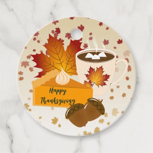Thanksgiving Diner Cuisine Pompoentaart Hot Choco Bedankjes Labels (Voorkant)