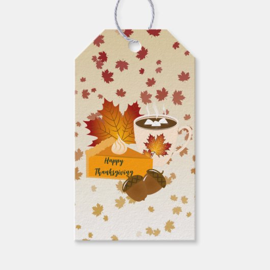 Thanksgiving Diner Cuisine Pompoentaart Hot Choco Cadeaulabel (Voorkant)