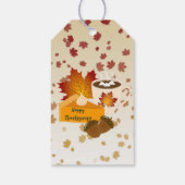 Thanksgiving Diner Cuisine Pompoentaart Hot Choco Cadeaulabel (Achterkant)