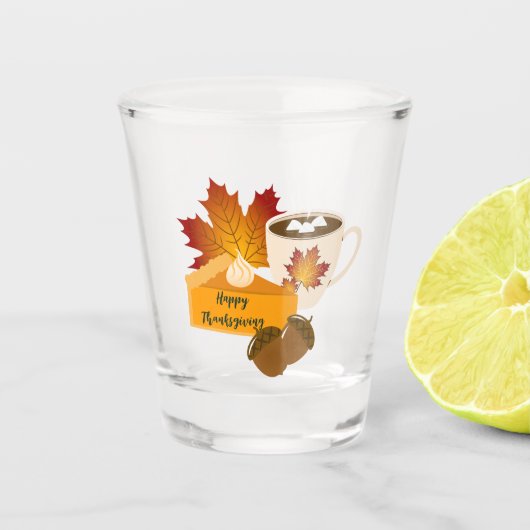 Thanksgiving Diner Cuisine Pompoentaart Hot Choco Shot Glas (Voorkant)