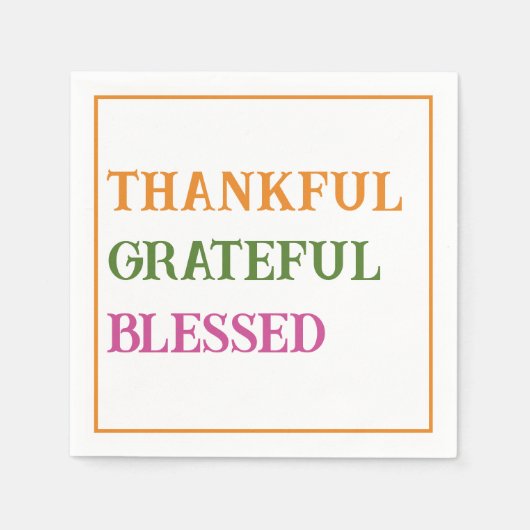 Thanksgiving Diner Dankbaar Gelukkig Gezegend Servet (Voorkant)