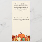 Thanksgiving Diner Dankbare Boodschap Menu (Achterkant)