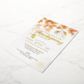 Thanksgiving Diner Elegant Fall Leaves Gold Folie Uitnodiging (Gedraaid)