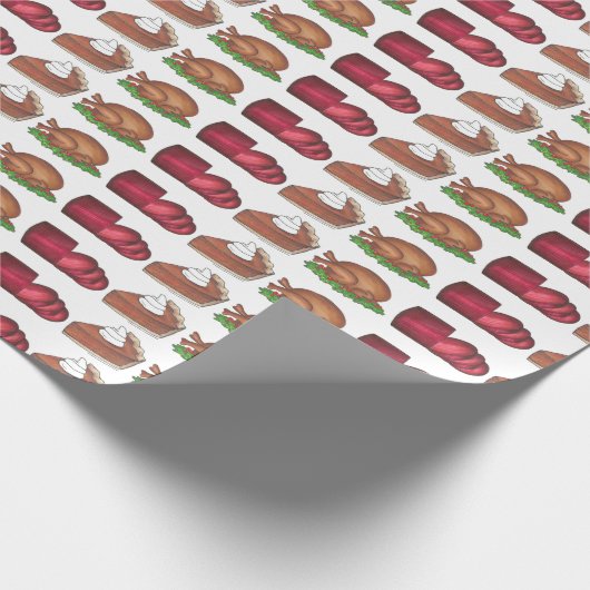 Thanksgiving Diner Eten Turkije Dag Cranberry Pie Cadeaupapier (Hoek)