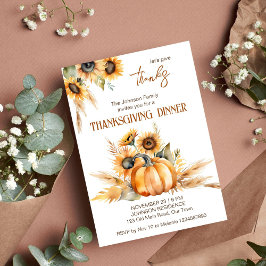 Thanksgiving Diner Feest Boho Pompoen Zonnebloemen Kaart