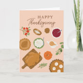 Thanksgiving Diner Feest Roze Wenskaart Feestdagen Kaart (Voorkant)