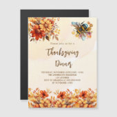 Thanksgiving Diner Feest sinaasappel Bloemen Bijen Magnetische Uitnodiging (Voorkant / Achterkant)