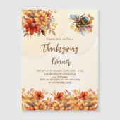 Thanksgiving Diner Feest sinaasappel Bloemen Bijen Magnetische Uitnodiging (Voorkant)