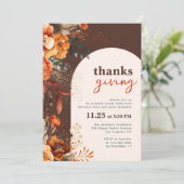 Thanksgiving diner floraal bruin kaart (Staand voorkant)