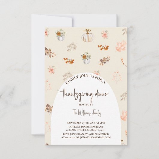 Thanksgiving diner floraal kaart (Voorkant)