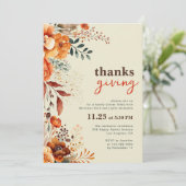Thanksgiving diner floraal kaart (Staand voorkant)