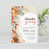 Thanksgiving diner floraal kaart (Staand voorkant)