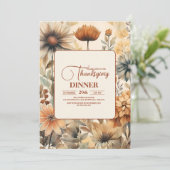 Thanksgiving Diner Floral Kaart (Staand voorkant)